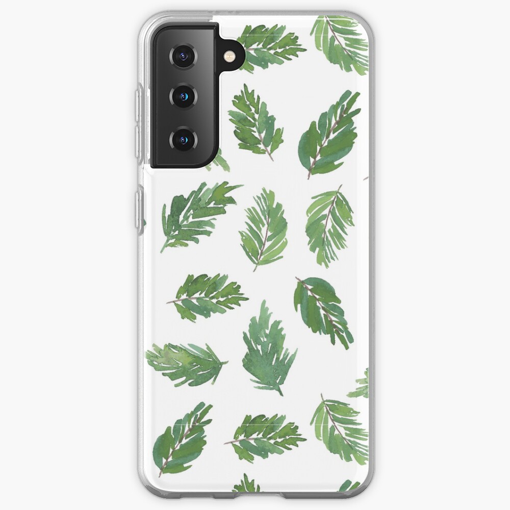 cute pine bough repeat pattern watercolor artwork Case & Skin for Samsung Galaxy