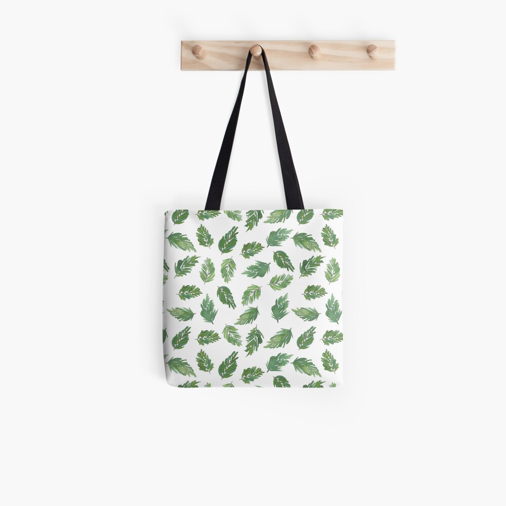 cute pine bough repeat pattern watercolor artwork Tote Bag