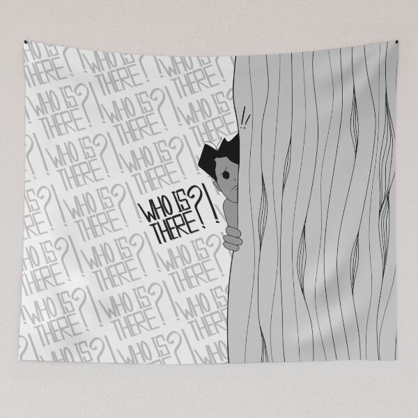 Item preview, Scared behind curtain in grey  designed and sold by hdesignEG.