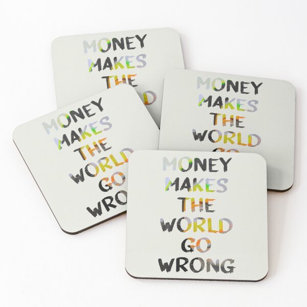 Item preview, Money Makes the World Go Wrong Glitch Art Quote designed and sold by raspberry-tea.