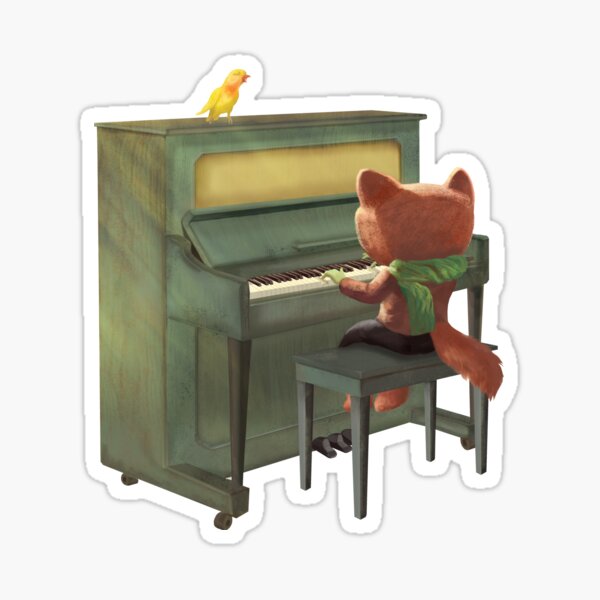 Fox Playing Piano Sticker