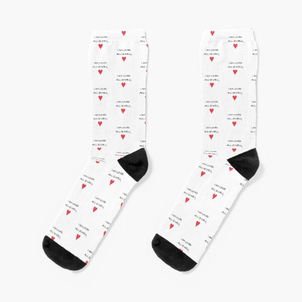 I AM LOVED ALL IS WELL shirts cups mugs stickers Socks