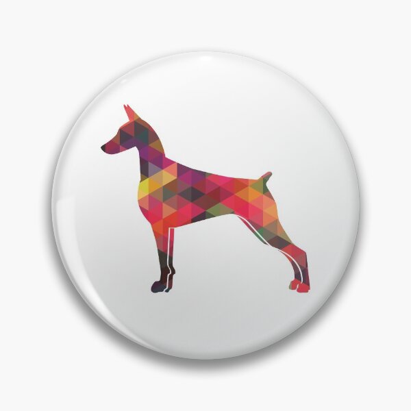 Doberman Pinscher Dog Geometric Pattern Silhouette Multi Pin