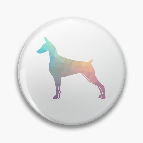 Doberman Pinscher Dog Colorful Geometric Pattern Silhouette - Pastel Pin