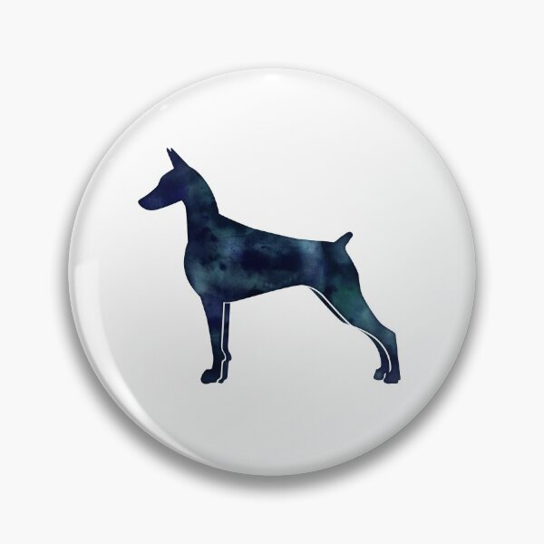 Doberman Pinscher Black Watercolor Silhouette Pin