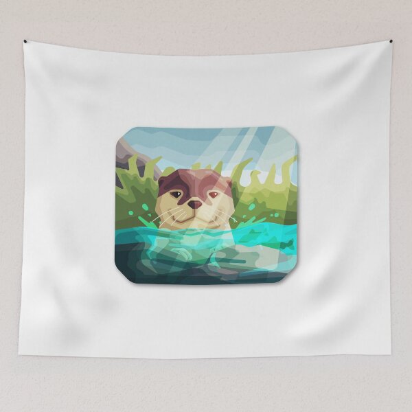Item preview, Otter Illustration in a river designed and sold by DeoDude.
