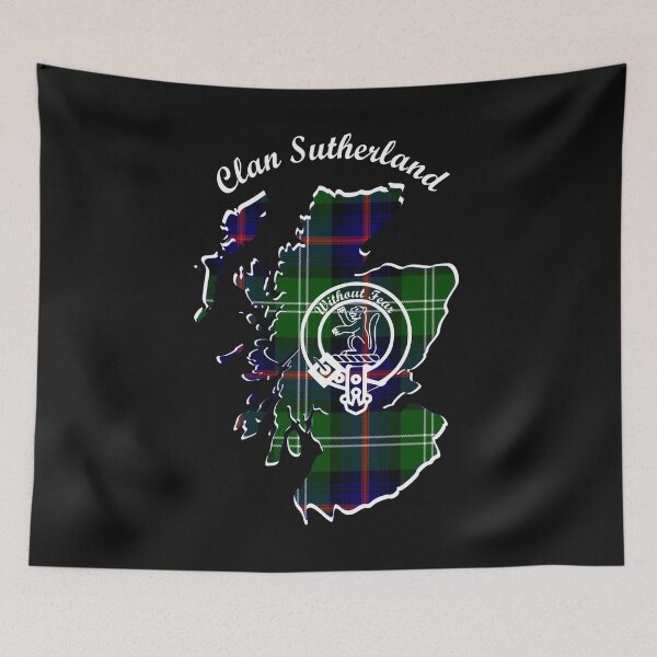 Item preview, Clan Sutherland Scotland Map Crest designed and sold by BagTown Clans.