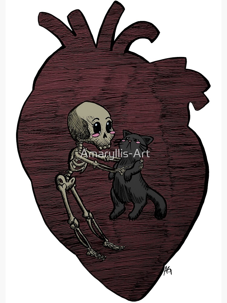 Halloween Skeleton and Cat Friends by Amaryllis-Art