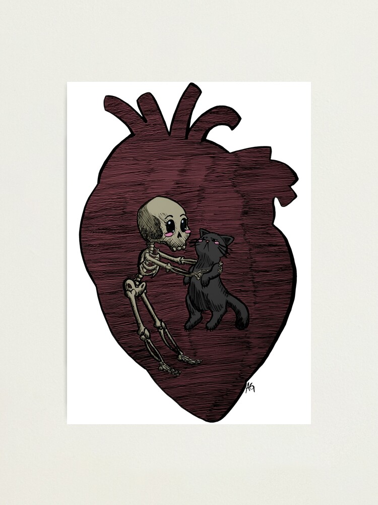 Alternate view of Halloween Skeleton and Cat Friends Photographic Print
