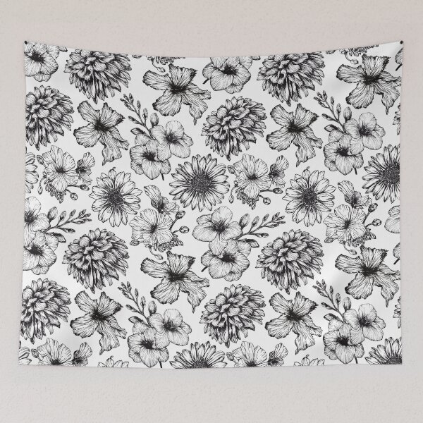 Item preview, Black Ink Flowers Pattern Set designed and sold by marta-maria.