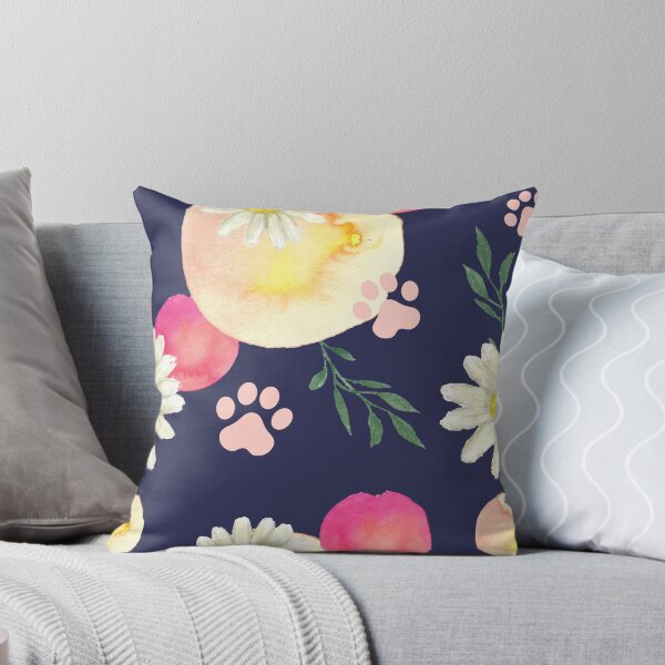 Item preview, Water color botanical repeat print with paws designed and sold by lMonsterPlanetl.