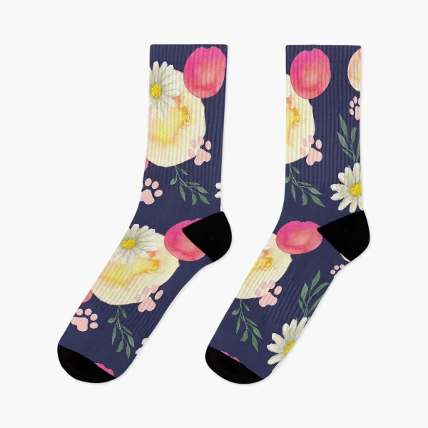 Item preview, Water color botanical repeat print with paws designed and sold by lMonsterPlanetl.