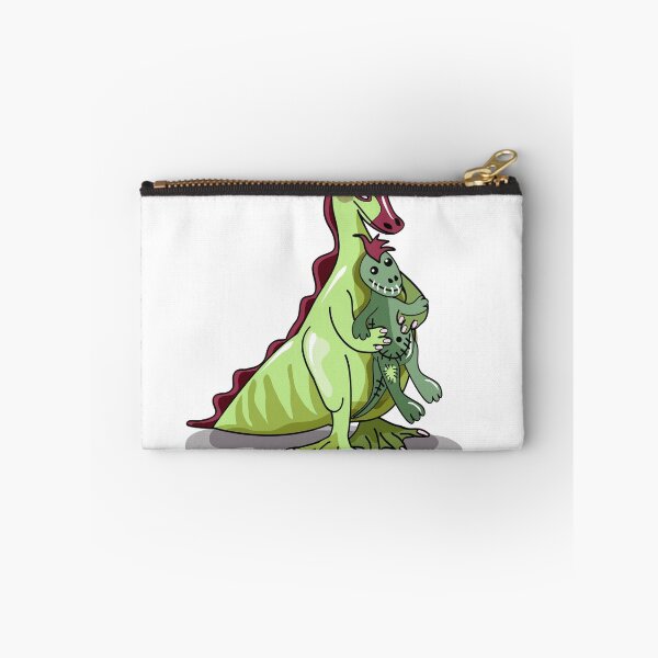 Item preview, Illustration of a female Hadrosaurus holding a doll. designed and sold by StocktrekImages.