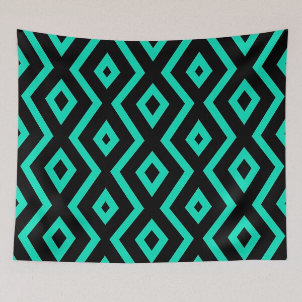 Item preview, Teal and Black Diamond Shape Pattern designed and sold by LifestylePrints.