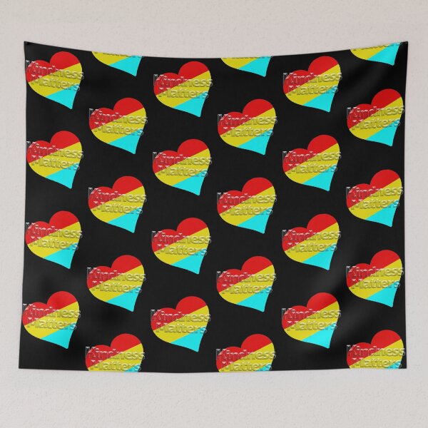 Item preview, Tri-colored heart or can also be a pattern with the text Kindness Matters designed and sold by With My Hands By K.
