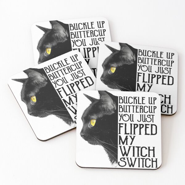 Item preview, Black Cat Buckle up  butter cup Ranunculus You Just Flipped My Witch Switch designed and sold by ThomasTrump.