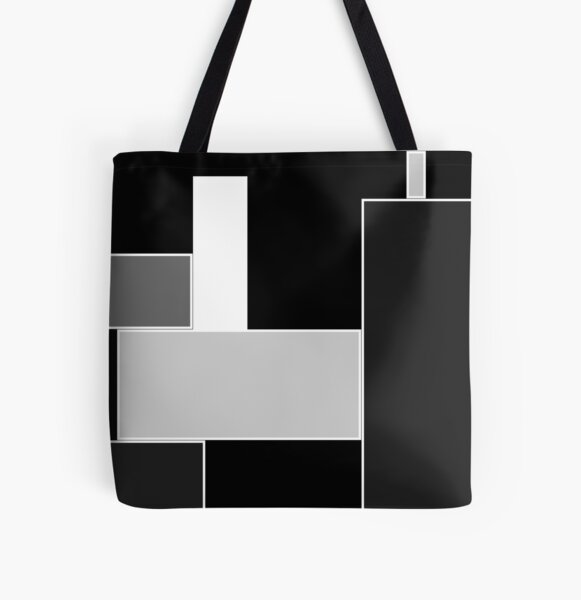 Interlocking Black Star Polygon Shape Design Tote Bag by taiche