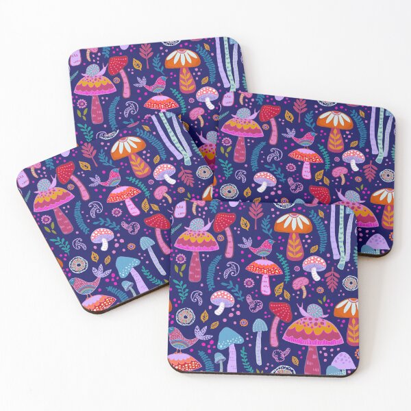 Item preview, Magical Mushrooms on navy designed and sold by Janet Broxon.