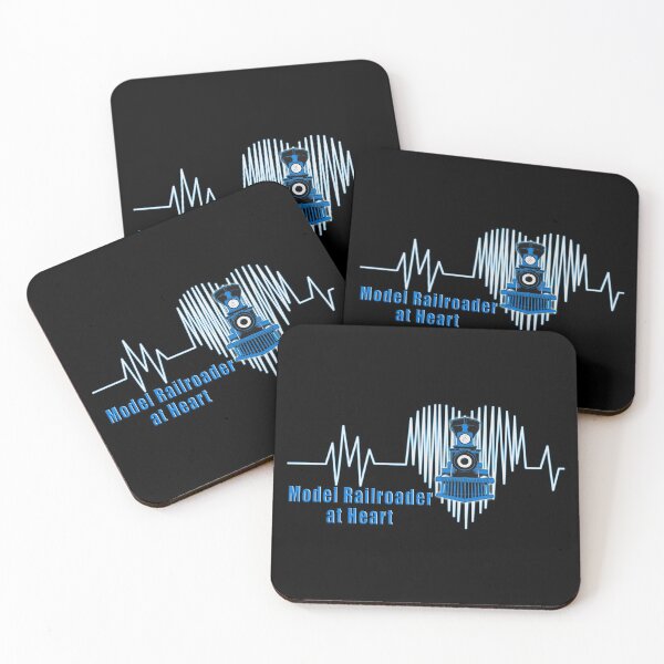Item preview, Model Railroader at Heart.  Model Railroading Steam Locomotive Heartbeat ECG Design with Blue Text. designed and sold by UrTops.