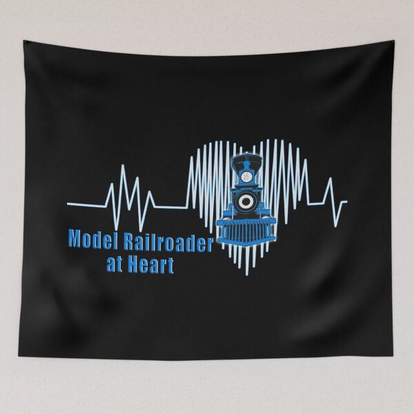 Item preview, Model Railroader at Heart.  Model Railroading Steam Locomotive Heartbeat ECG Design with Blue Text. designed and sold by UrTops.
