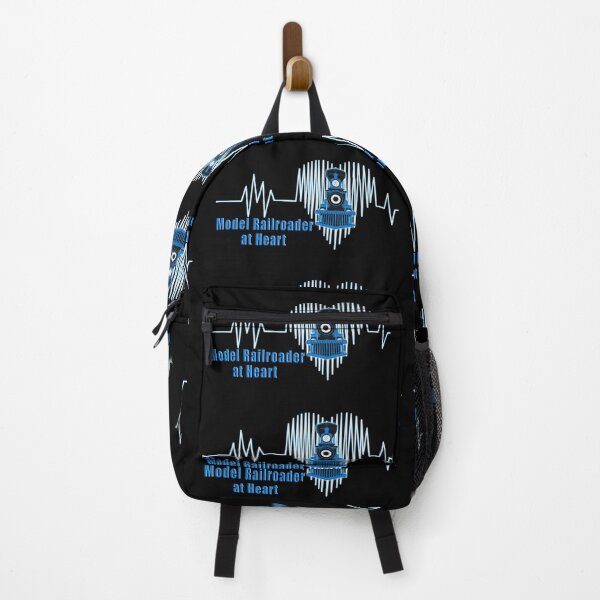 Item preview, Model Railroader at Heart. Model Railroading Steam Locomotive Heartbeat ECG Design with Blue Text. designed and sold by UrTops.
