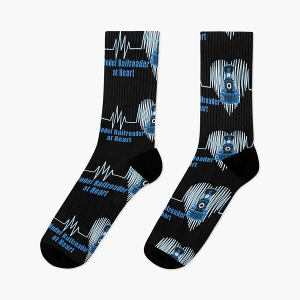 Item preview, Model Railroader at Heart.  Model Railroading Steam Locomotive Heartbeat ECG Design with Blue Text. designed and sold by UrTops.