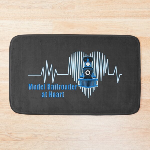 Item preview, Model Railroader at Heart.  Model Railroading Steam Locomotive Heartbeat ECG Design with Blue Text. designed and sold by UrTops.