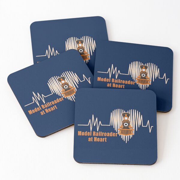 Item preview, Model Railroader at Heart.  Model Railroading Steam Locomotive Heartbeat ECG Design with Orange Text. designed and sold by UrTops.