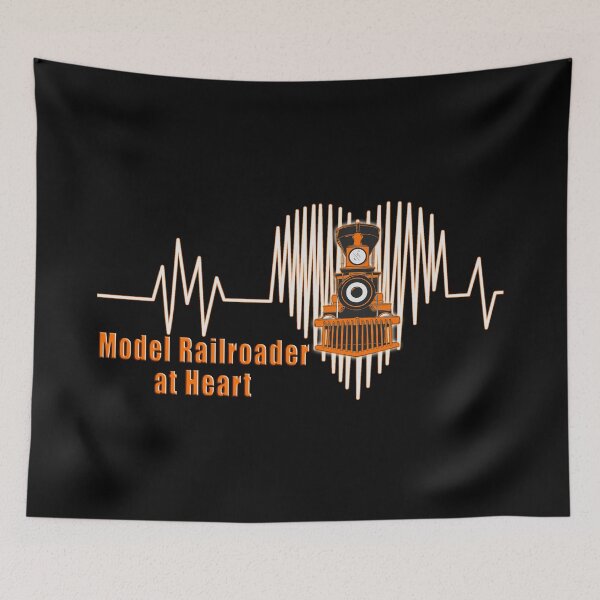 Item preview, Model Railroader at Heart.  Model Railroading Steam Locomotive Heartbeat ECG Design with Orange Text. designed and sold by UrTops.