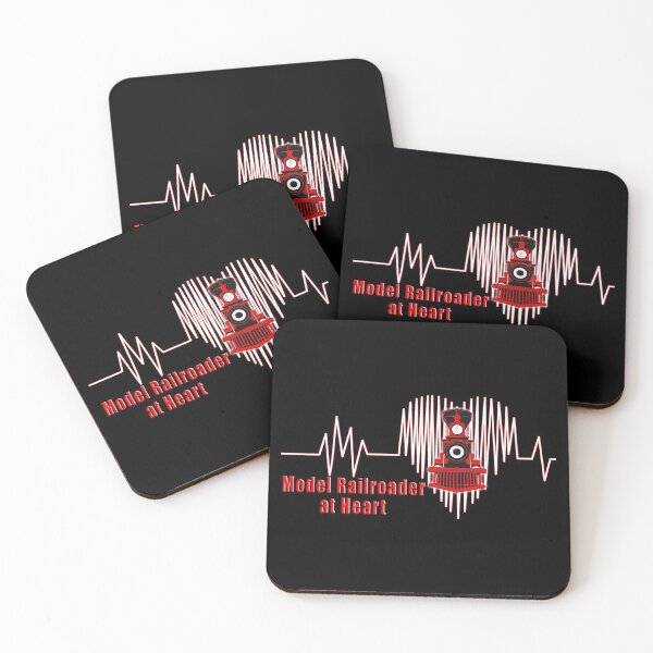 Item preview, Model Railroader at Heart.  Model Railroading Steam Locomotive Heartbeat ECG Design with REd Text. designed and sold by UrTops.