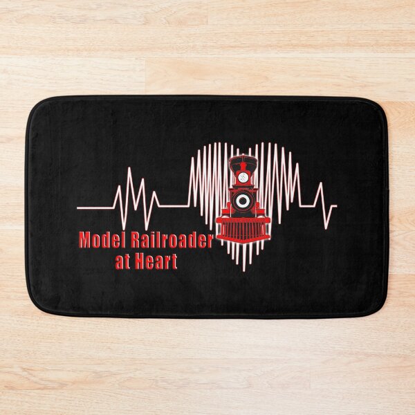 Item preview, Model Railroader at Heart.  Model Railroading Steam Locomotive Heartbeat ECG Design with REd Text. designed and sold by UrTops.