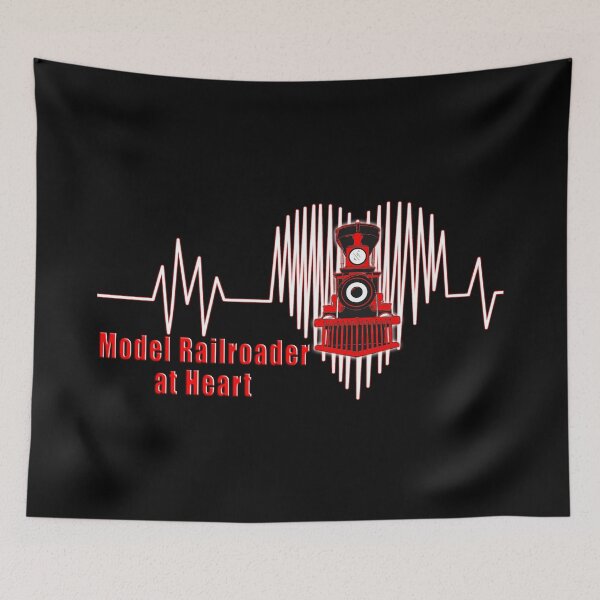 Item preview, Model Railroader at Heart.  Model Railroading Steam Locomotive Heartbeat ECG Design with REd Text. designed and sold by UrTops.