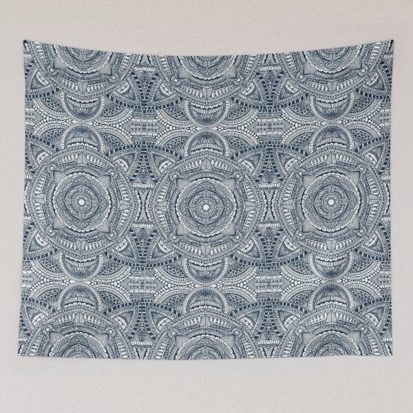 Item preview, Navy blue floral mandala pattern designed and sold by Giulia  Palazzo.