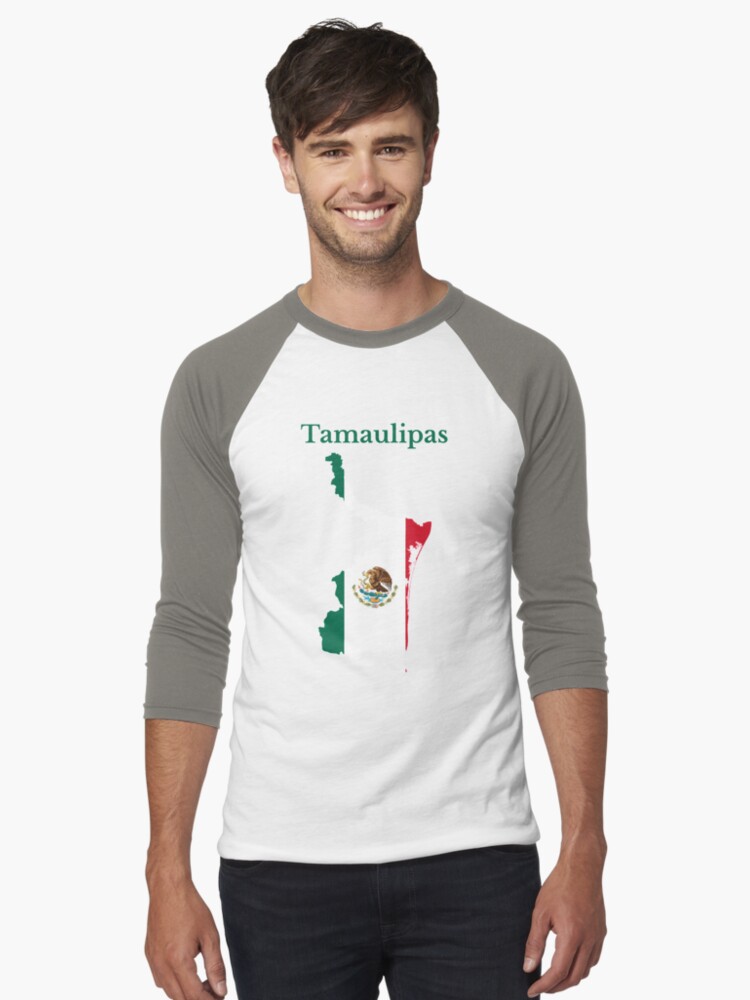Thumbnail 1 of 3, Baseball ¾ Sleeve T-Shirt, Tamaulipas State Map, Mexico. designed and sold by marosharaf.