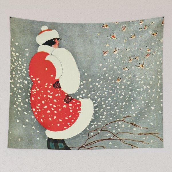 Item preview, Snow Buntings Snow Birds Winter Illustration designed and sold by DeeElle.