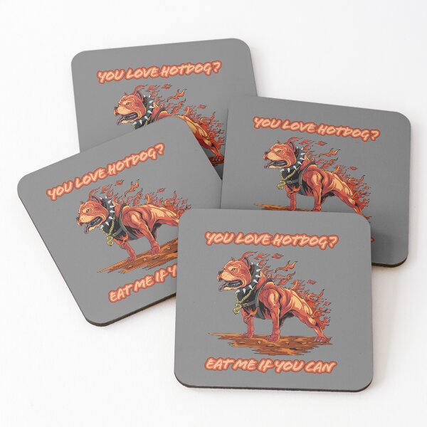 Item preview, EAT ME IF YOU CAN,A FUNNY PITBULL NOT EATABLE HOT DOG DESIGN designed and sold by Delicious Design ⭐⭐⭐⭐⭐.