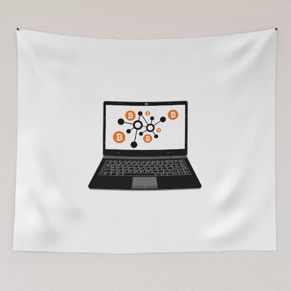 Item preview, realistic laptop vector illustration display bitcoin digital assets network designed and sold by asep sarifudin.