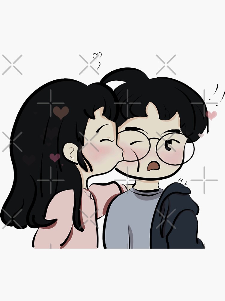 Cute Couple Kiss on the Cheek by StellarTatter