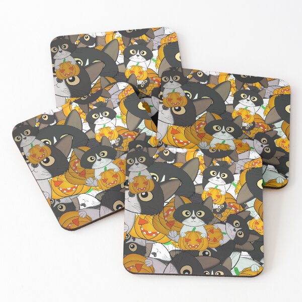 Item preview, Cute Cat halloween pumpkin pattern designed and sold by ArtDigital Wings.