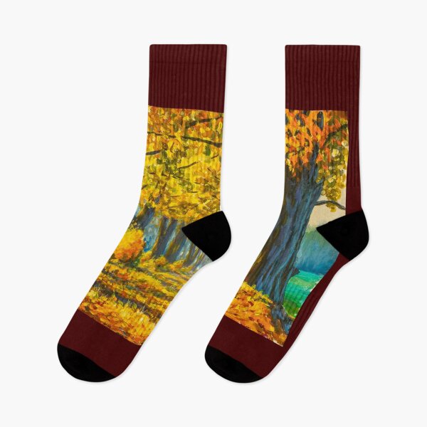 Item preview, Beautiful autumn forest park landscape oil painting. designed and sold by rybakowvalery.