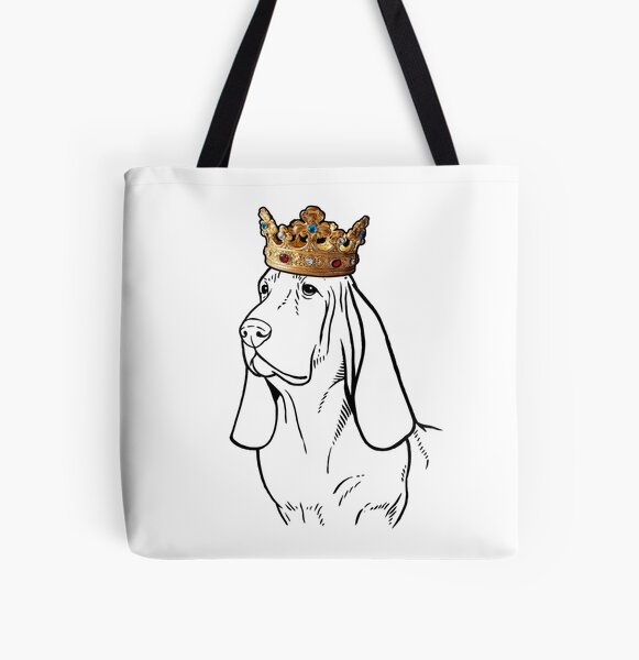 Basset Hound Dog Wearing Crown All Over Print Tote Bag