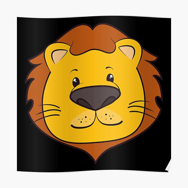 Cartoon Lion Head Posters for Sale | Redbubble