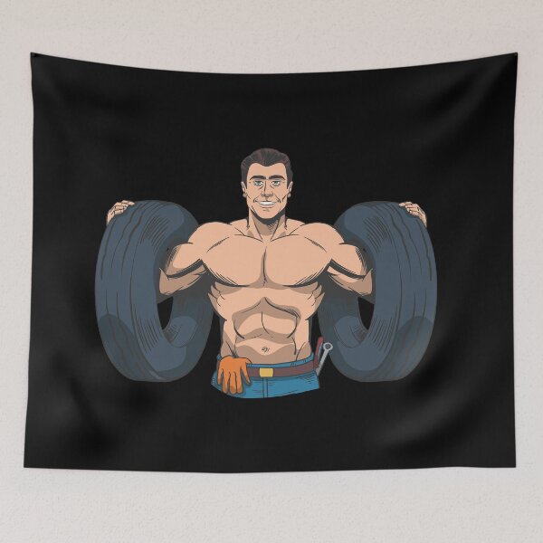 Item preview, Car mechanic with tire designed and sold by Monkey Ful.