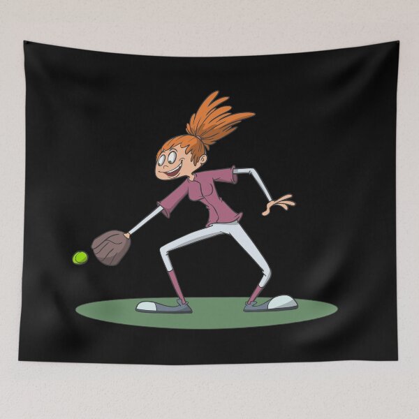 Item preview, Cute girl catching softball designed and sold by Monkey Ful.