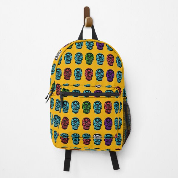 Item preview, A Crowd of Important Skulls, Colorful, fashion, halloween, pattern of geometric skulls on bright yellow background designed and sold by BDLVandFriends.