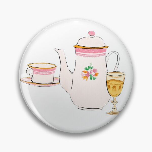 Item preview, Watercolor Illustration of French porcelain teapot, teacup and a glass of wine designed and sold by iswenyi.