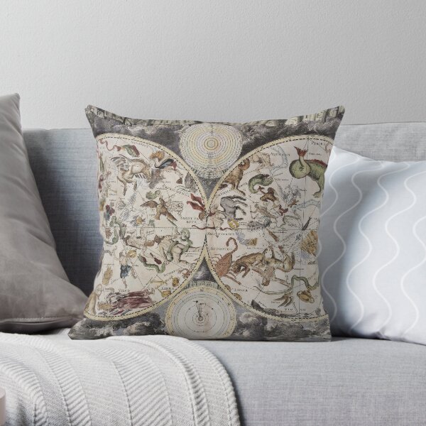 Vintage Celestial Star map Throw Pillow