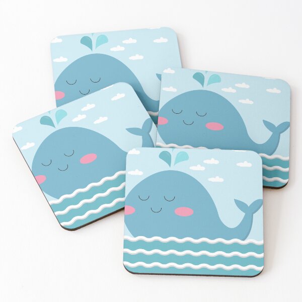Item preview, cute blue whale lets out a fountain and smiles. Children's card designed and sold by Kotoapparat.