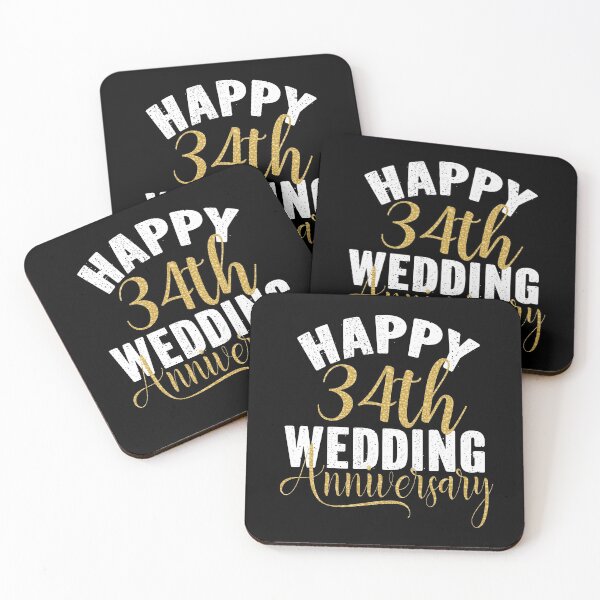 Item preview, Happy 34th Wedding Anniversary Matching Gift For Couples product designed and sold by Grabitees.