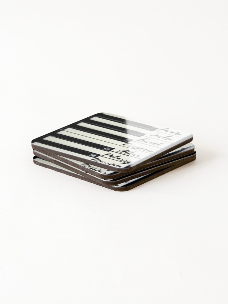 Thumbnail 4 of 5, Coasters (Set of 4), Piano Keyboard French Composers designed and sold by DesignsofNote.